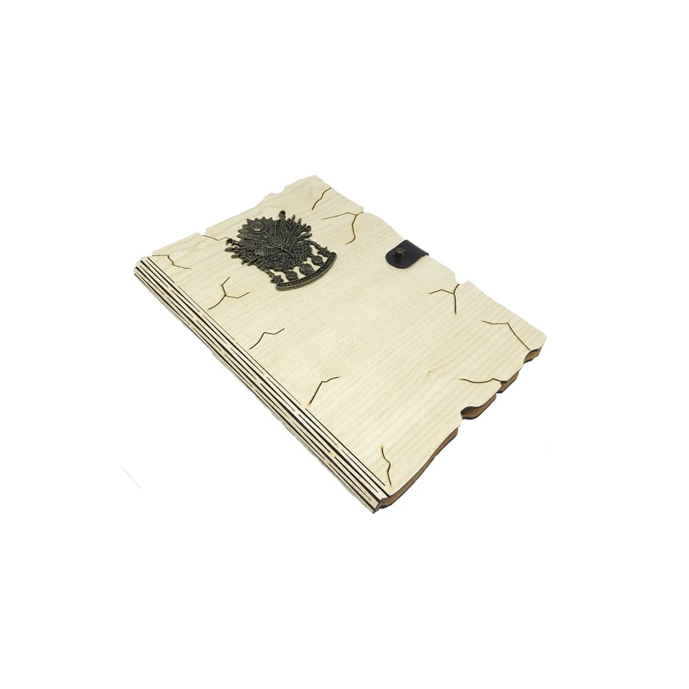 Ahşap Mdf Kapaklı Osmanlı Devlet Arma Desenli Spiralli Kraft Yapraklı Defter Ahşap Mdf Kapaklı Osmanlı Devlet Arma Desenli Spiralli Kraft Yapraklı Defter
