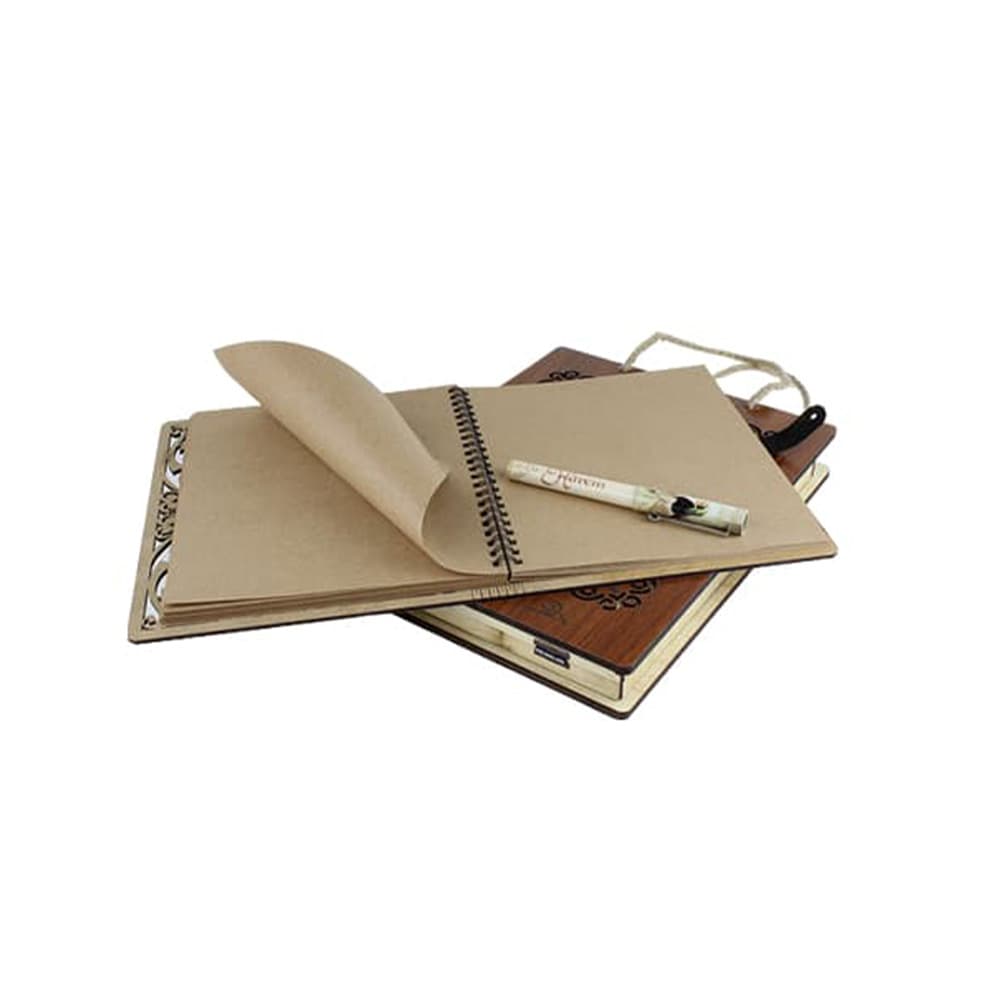 Ahşap Mdf Kutulu Roller Kalemli Ahşap Mdf Kapaklı Kraft Defter