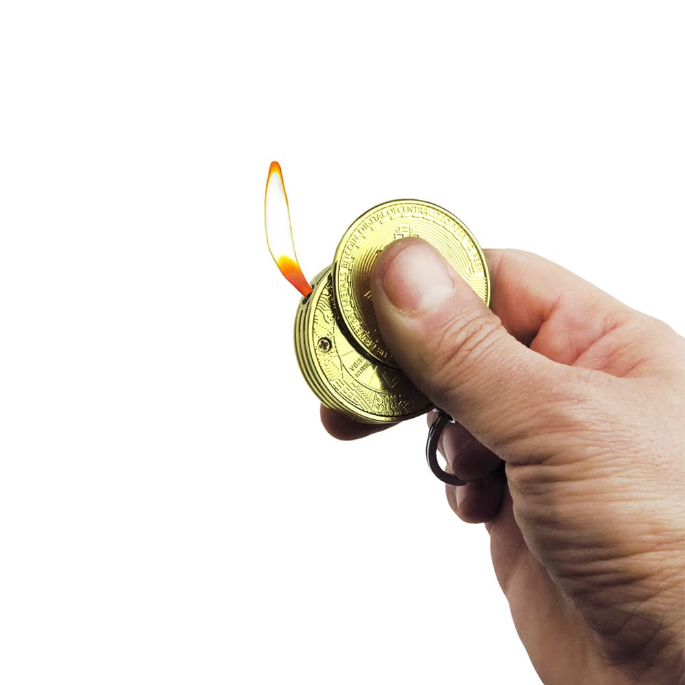 Bitcoin Görselli Gold Renk Gazlı Çakmak Anahtarlık 1 Adet