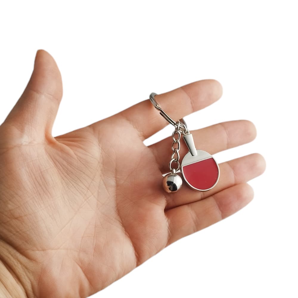 Masa Tenisi Pin Pon Topu ve Raket Tasarımında Metal Anahtarlık 1 Adet