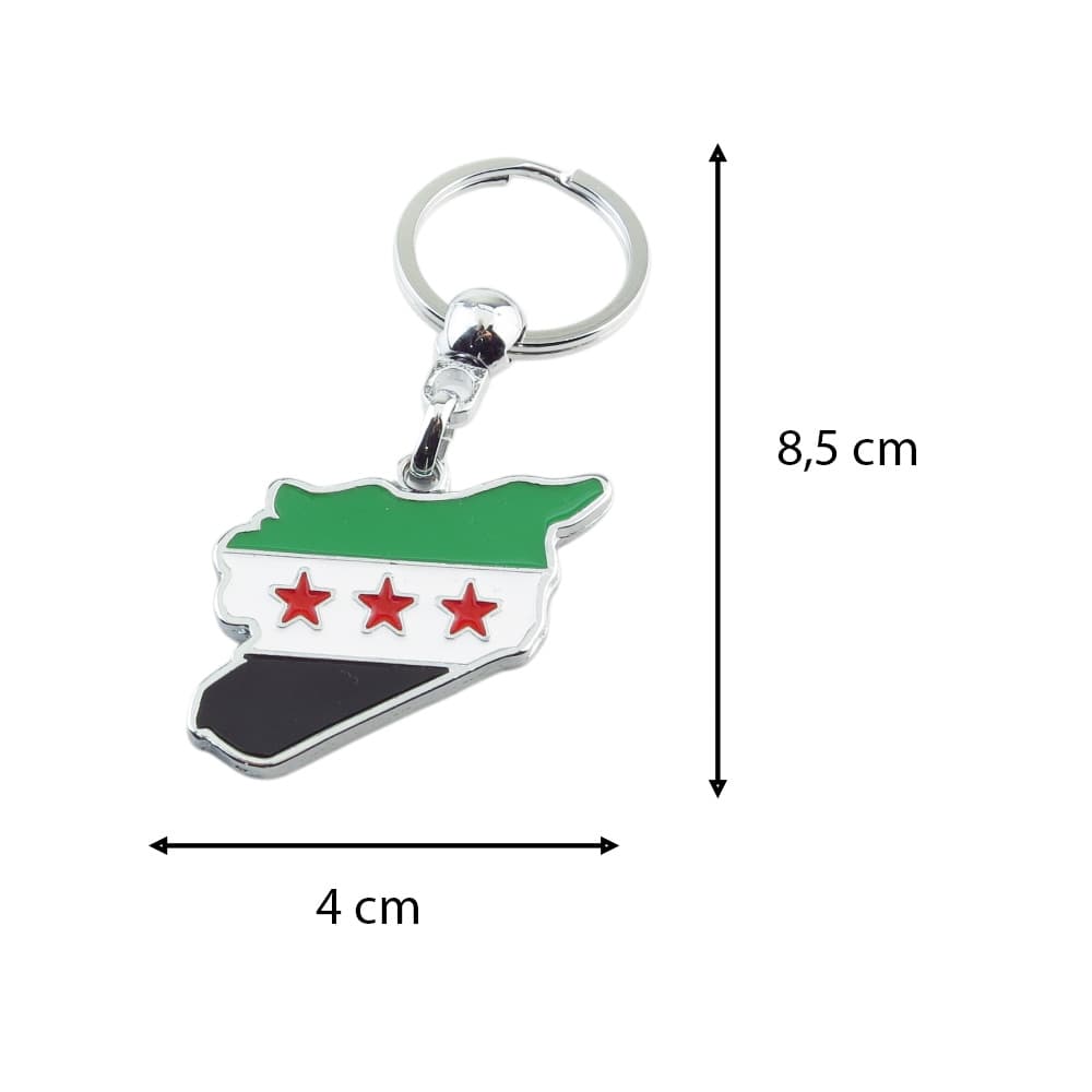 Yeni Suriye Bayrak Görselli Suriye Haritası Anahtarlık 1 Adet