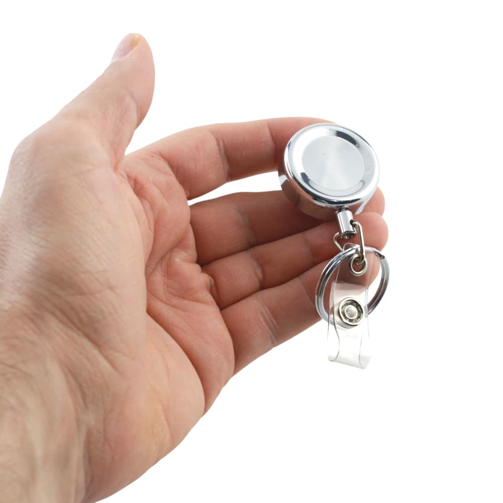 Yaka Kartı İçin Metal Gövdeli Metal İpli 3 Cm Yoyo Anahtarlık 1 Adet