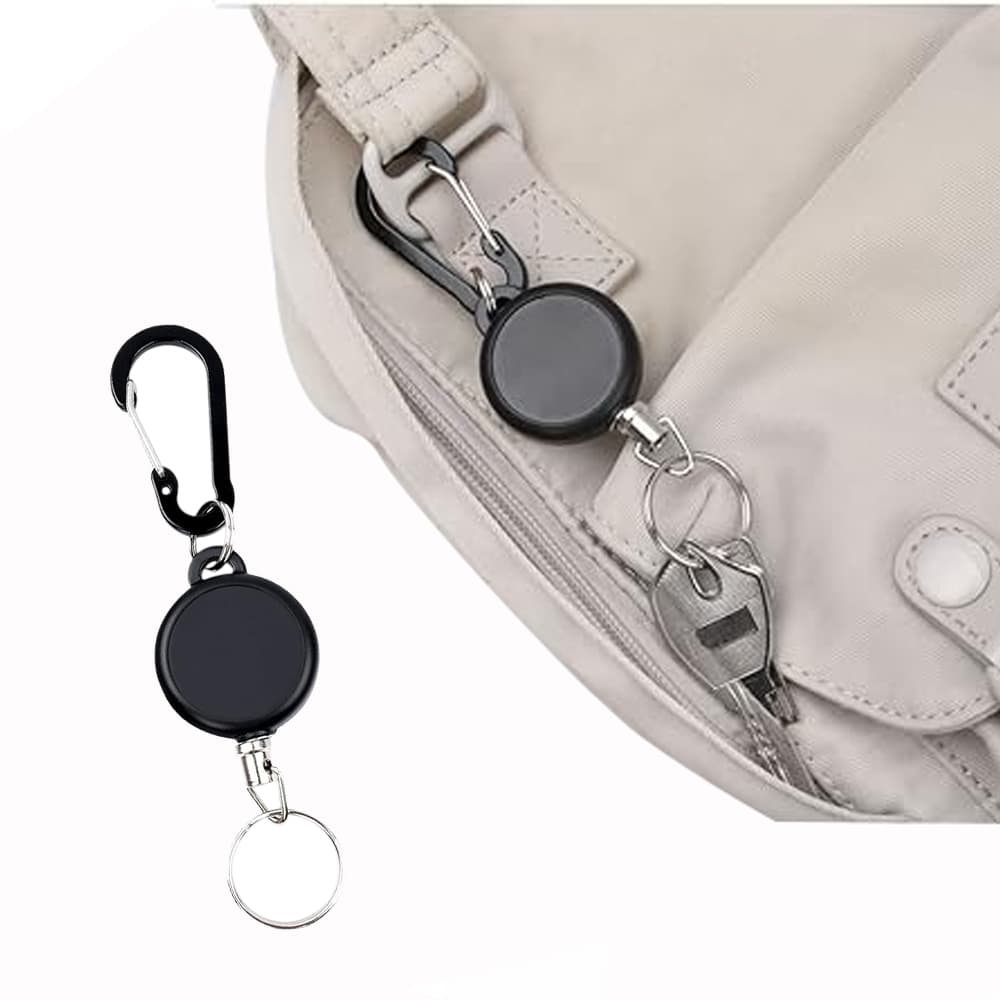 Karabinalı Plastik Gövdeli Metal İpli Yoyo Anahtarlık 1 Adet