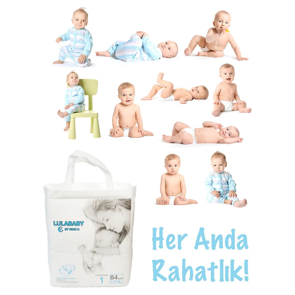 Lula Baby Premium Fırsat Paketi Bebek Bezi 1 Numara Yenidoğan 1 Paket 84 Adet