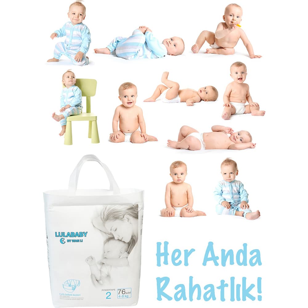 Lula Baby Premium Fırsat Paketi 2 Numara Bebek Bezi 1 Paket 76 Adet