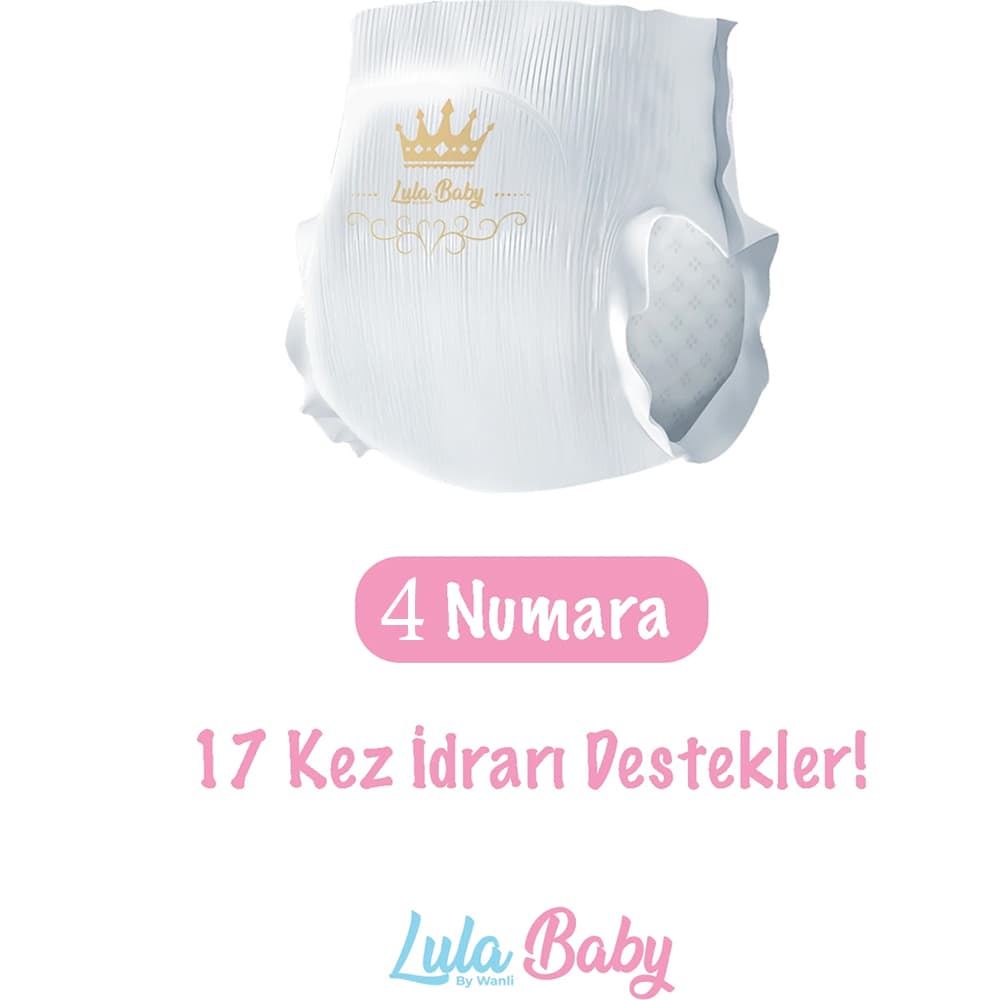 Lula Baby Premium Fırsat Paketi 4 Numara Külot Bebek Bezi 1 Paket 52 Adet