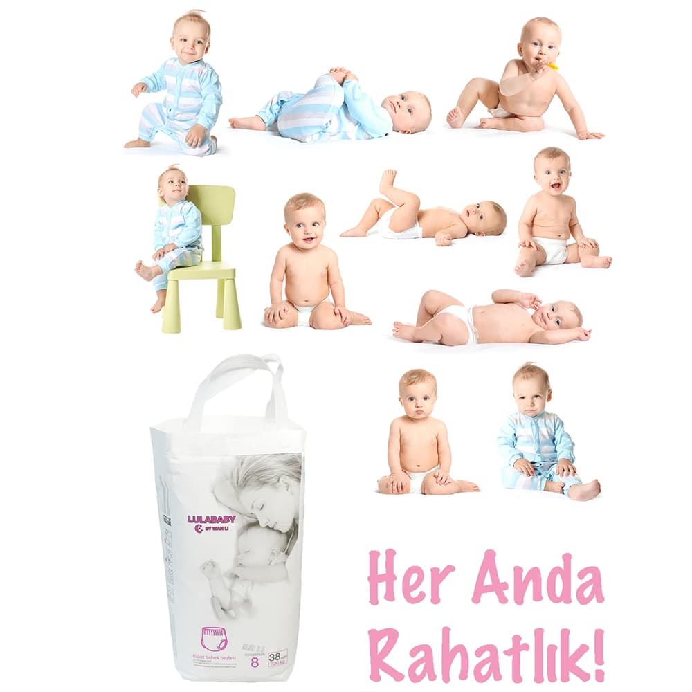Lula Baby Premium Fırsat Paketi 8 Numara Külot Bebek Bezi 1 Paket 38 Adet