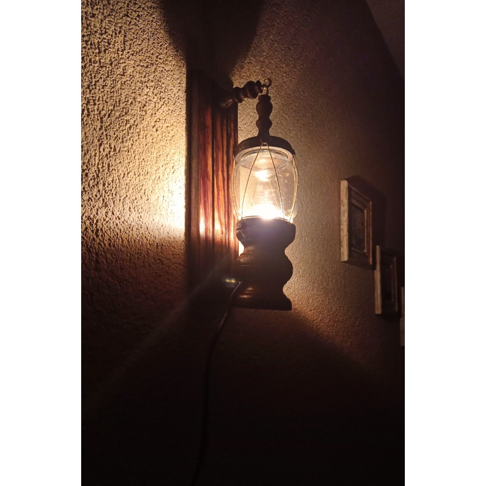 Elektrikli Ahşap Fener Aplik Lamba 1 Adet
