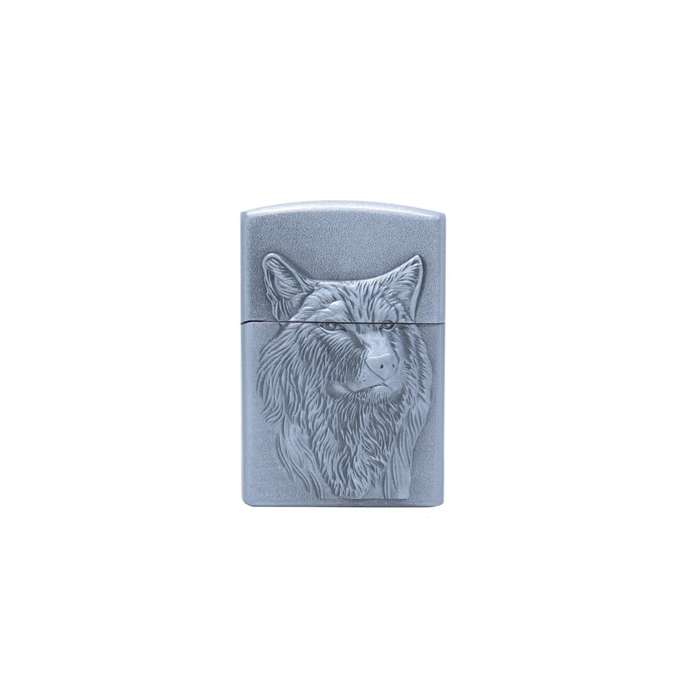 Kabartmalı Kurt Başı Görselli Eskitme Gümüş Renkli Metal Gazlı Çakmak 1 Adet Kabartmalı Kurt Başı Görselli Eskitme Gümüş Renkli Metal Gazlı Çakmak 1 Adet