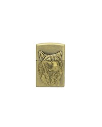 Kabartmalı Kurt Başı Görselli Eskitme Sarı Renkli Gazlı Metal Çakmak 1 Adet Kabartmalı Kurt Başı Görselli Eskitme Sarı Renkli Gazlı Metal Çakmak 1 Adet