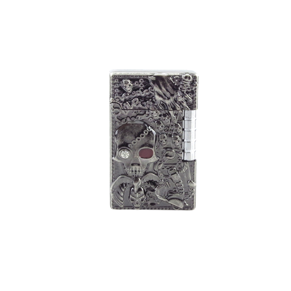 Kabartmalı Kuru Kafa Desenli Metal Gazlı Çakmak 1 Adet Kabartmalı Kuru Kafa Desenli Metal Gazlı Çakmak 1 Adet
