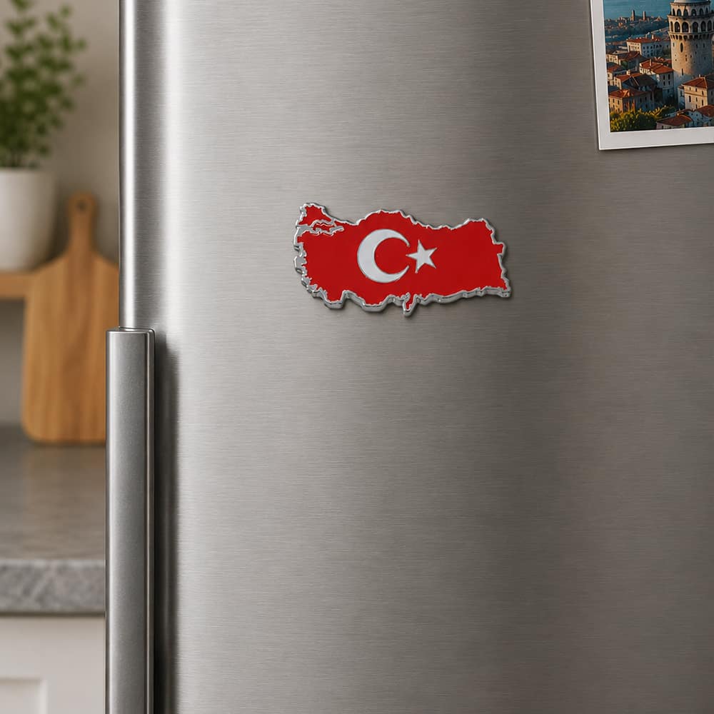 Türkiye Haritası Tasarımlı Ay-Yıldızlı Metal Buzdolabı Magneti 1 Adet Türkiye Haritası Tasarımlı Ay-Yıldızlı Metal Buzdolabı Magneti 1 Adet