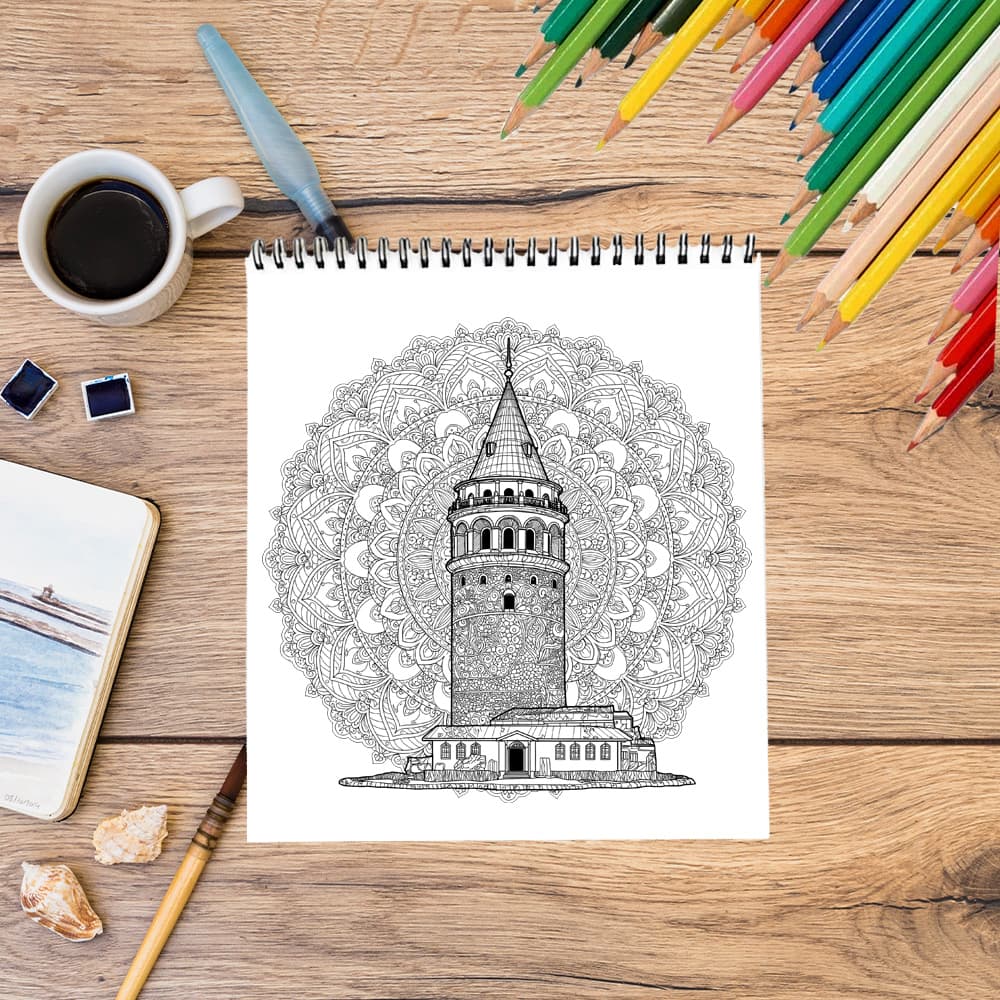 Yetişkinler İçin 36 Yaprak Karışık Desenli Mandala Boyama Kitabı Kalın Yapraklı 1 Adet