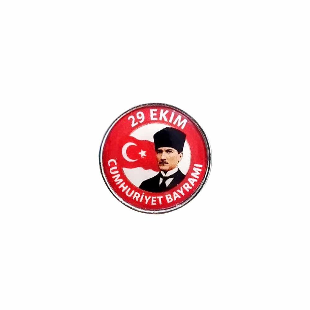 29 Ekim Cumhuriyet Bayramı Atatürk ve Türk Bayrağı Temalı Damla Etiketli Metal Yaka Rozeti 1 Adet 29 Ekim Cumhuriyet Bayramı Atatürk ve Türk Bayrağı Temalı Damla Etiketli Metal Yaka Rozeti 1 Adet
