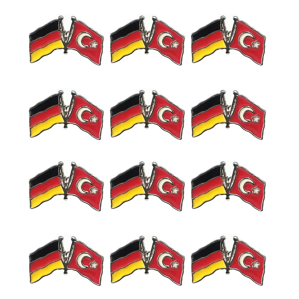 Almanya Türkiye Flamalı Metal Yaka Rozeti 1 Paket 12 li Almanya Türkiye Flamalı Metal Yaka Rozeti 1 Paket 12 li