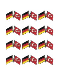 Almanya Türkiye Flamalı Metal Yaka Rozeti 1 Paket 12 li Almanya Türkiye Flamalı Metal Yaka Rozeti 1 Paket 12 li
