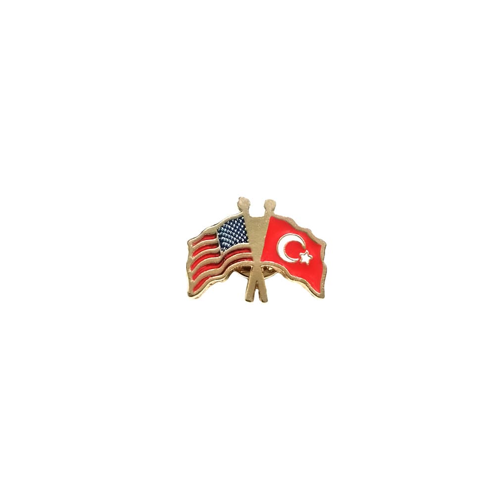 Amerika Türkiye Flamalı Gold Renk Metal Rozet 1 Adet Amerika Türkiye Flamalı Gold Renk Metal Rozet 1 Adet