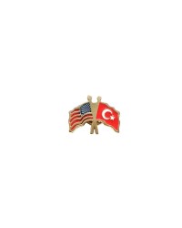 Amerika Türkiye Flamalı Gold Renk Metal Rozet 1 Adet Amerika Türkiye Flamalı Gold Renk Metal Rozet 1 Adet
