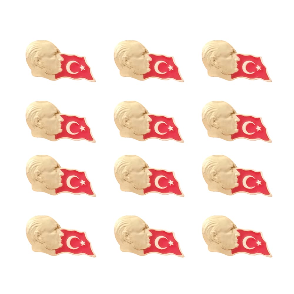 Atatürk Profilli Türk Bayrağı Yaka Rozeti 1 Paket 12li Atatürk Profilli Türk Bayrağı Yaka Rozeti 1 Paket 12li