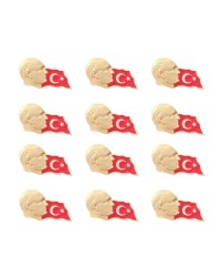 Atatürk Profilli Türk Bayrağı Yaka Rozeti 1 Paket 12li Atatürk Profilli Türk Bayrağı Yaka Rozeti 1 Paket 12li