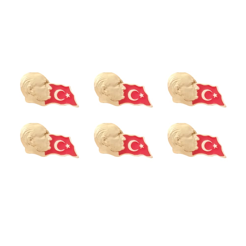 Atatürk Profilli Türk Bayrağı Yaka Rozeti 1 Paket 6lı Atatürk Profilli Türk Bayrağı Yaka Rozeti 1 Paket 6lı