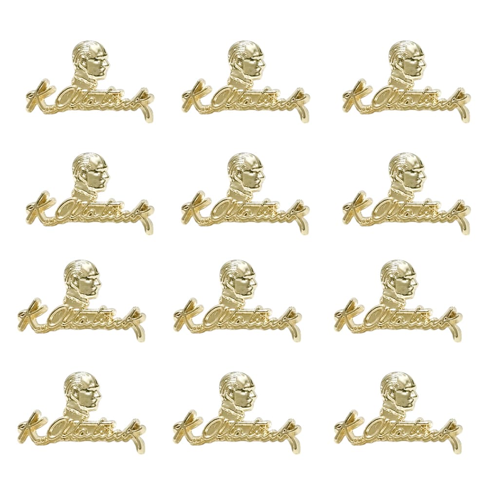 Atatürk Silüet İmza Tasarımlı Gold Renk Metal Yaka Rozeti 1 Paket 12'li Atatürk Silüet İmza Tasarımlı Gold Renk Metal Yaka Rozeti 1 Paket 12'li