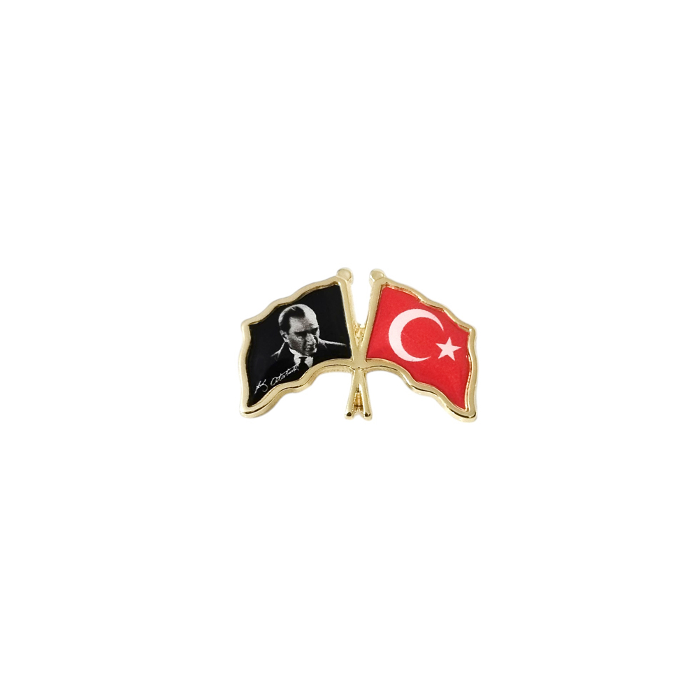 Atatürk ve Türk Bayrağı Metal Yaka Rozeti 1 Adet Atatürk ve Türk Bayrağı Metal Yaka Rozeti 1 Adet