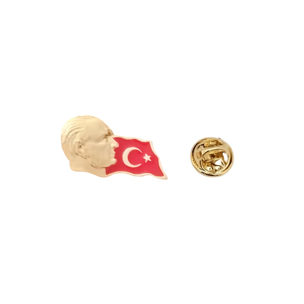 Atatürk Profilli Türk Bayrağı Yaka Rozeti 1 Adet