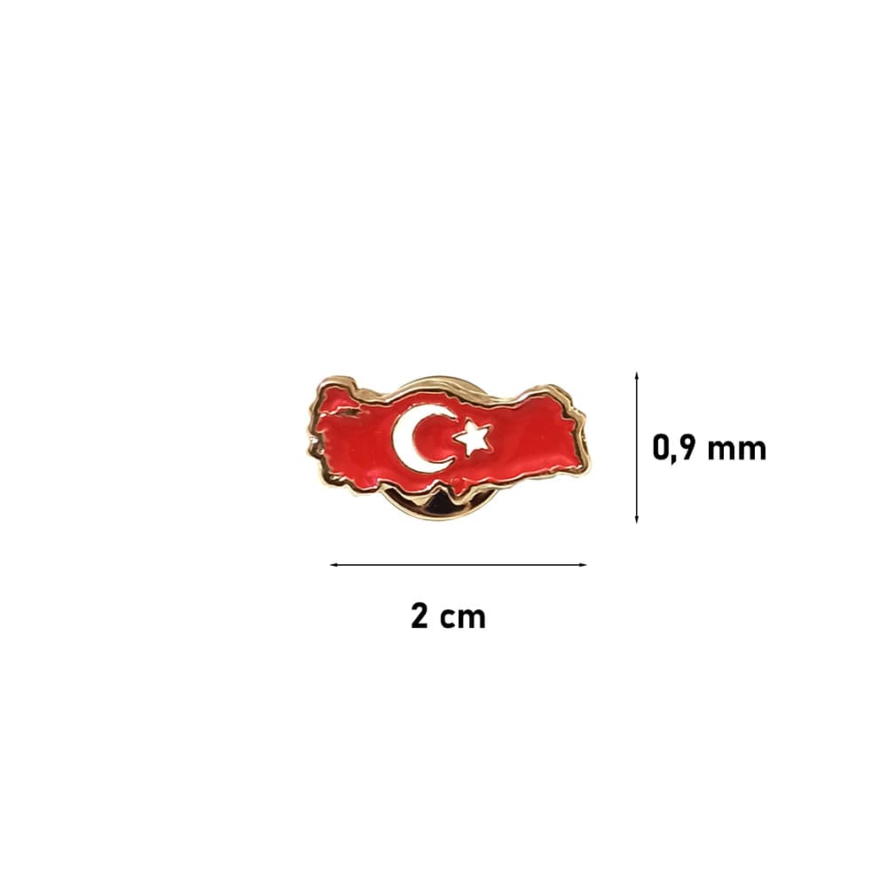 Türkiye Haritası Ay Yıldız Metal Yaka Rozeti 1 Adet