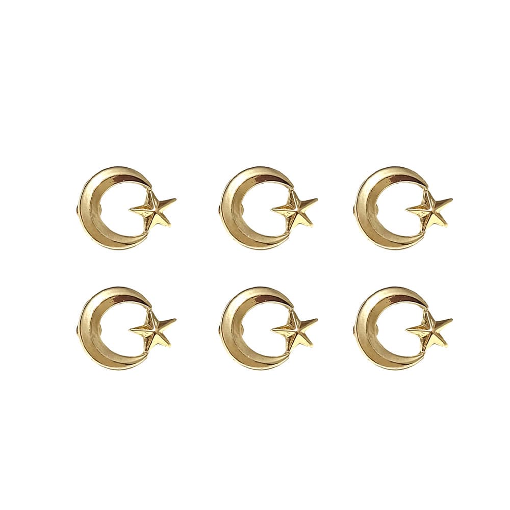 Ay Yıldız Gold Renk Metal Yaka Rozeti 1 Paket 6lı Ay Yıldız Gold Renk Metal Yaka Rozeti 1 Paket 6lı