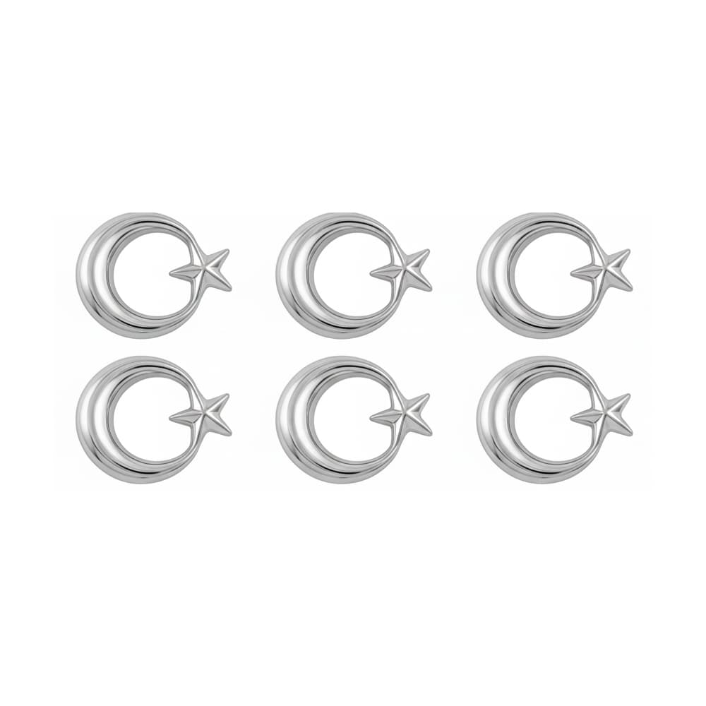 Ay Yıldız Parlak Krom Renk Metal Yaka Rozeti 1 Paket 6lı Ay Yıldız Parlak Krom Renk Metal Yaka Rozeti 1 Paket 6lı