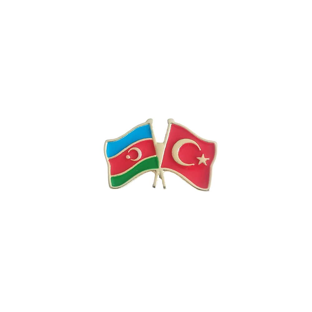 Azerbaycan Türkiye Flamalı Renkli Gold Renk Metal Yaka Rozeti 1 Adet Azerbaycan Türkiye Flamalı Renkli Gold Renk Metal Yaka Rozeti 1 Adet