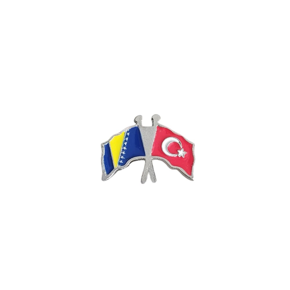 Bosna Hersek Türkiye Flamalı Bayrak Metal Yaka Rozeti 1 Adet Bosna Hersek Türkiye Flamalı Bayrak Metal Yaka Rozeti 1 Adet