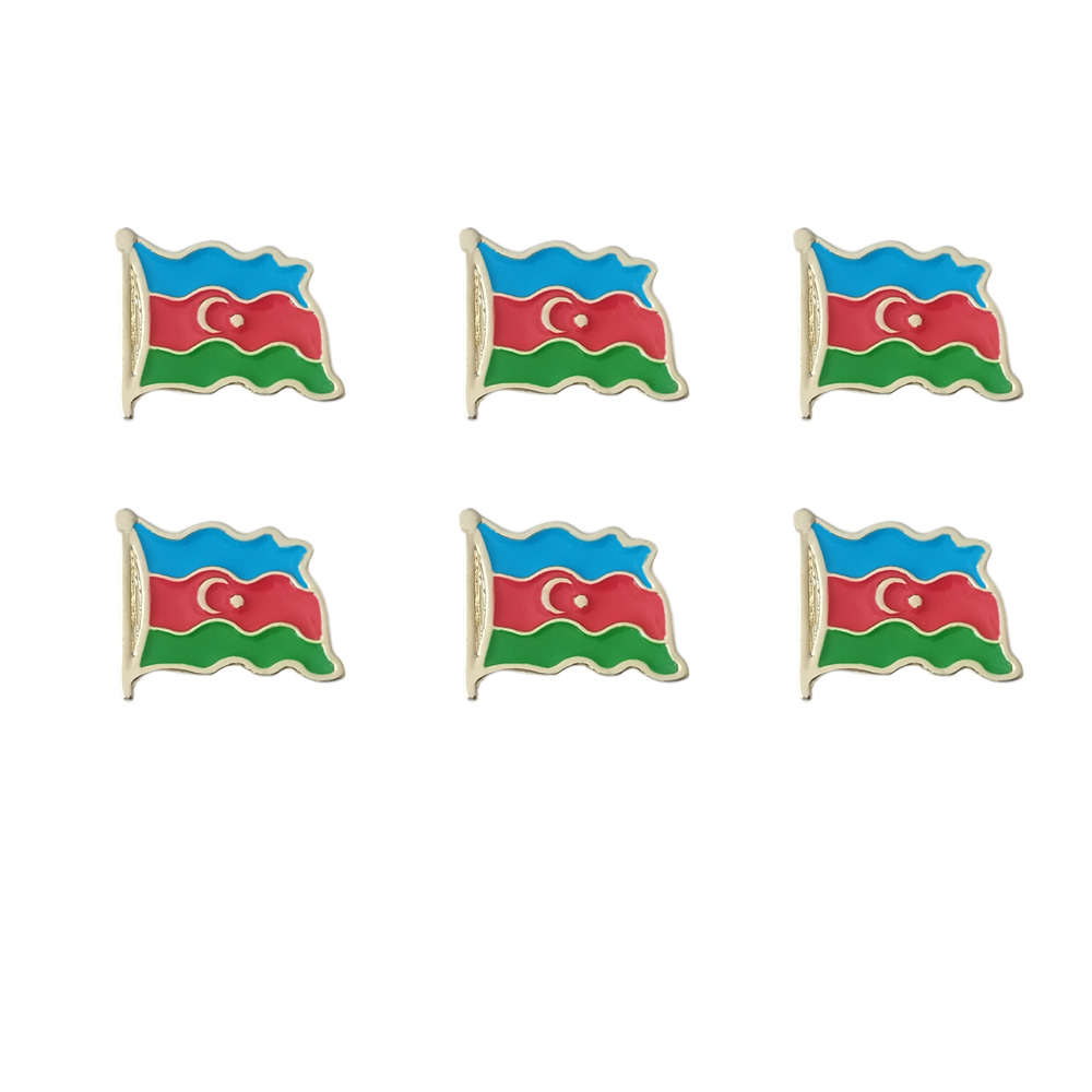 Dalgalı Azerbaycan Bayrağı Tasarımlı Gold Renk Metal Rozet 1 Paket 6'lı Dalgalı Azerbaycan Bayrağı Tasarımlı Gold Renk Metal Rozet 1 Paket 6'lı