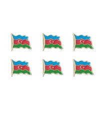 Dalgalı Azerbaycan Bayrağı Tasarımlı Gold Renk Metal Rozet 1 Paket 6'lı Dalgalı Azerbaycan Bayrağı Tasarımlı Gold Renk Metal Rozet 1 Paket 6'lı