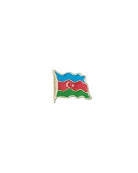 Dalgalı Azerbaycan Bayrağı Tasarımlı Gold Renk Metal Yaka Rozeti 1 Adet