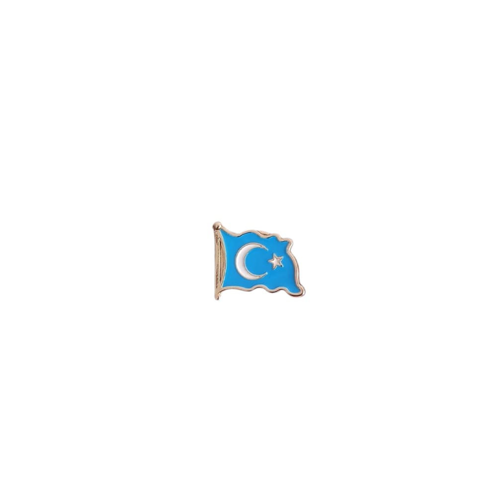 Dalgalı Doğu Türkistan Bayrağı Gold Renk Metal Yaka Rozeti 1 Adet Dalgalı Doğu Türkistan Bayrağı Gold Renk Metal Yaka Rozeti 1 Adet