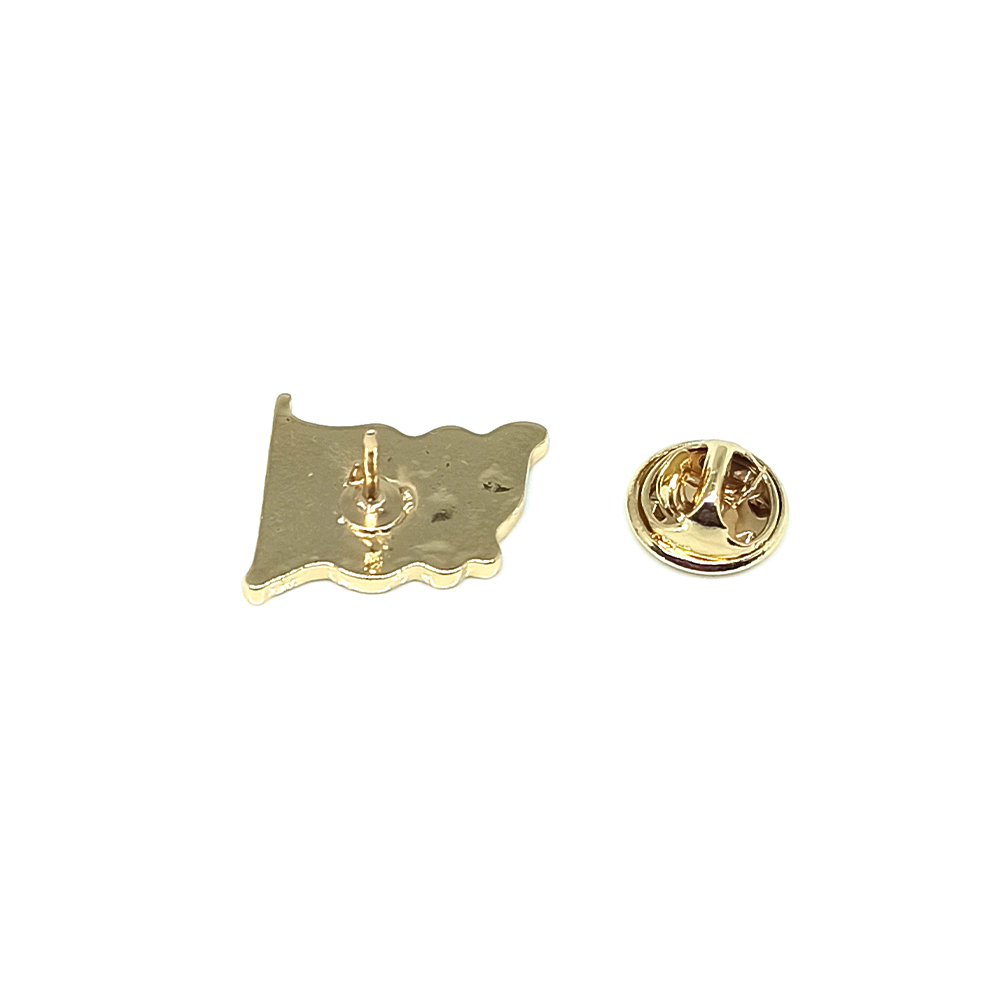 Dalgalı Azerbaycan Bayrağı Tasarımlı Gold Renk Metal Rozet 1 Paket 12'li