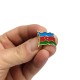 Dalgalı Azerbaycan Bayrağı Tasarımlı Gold Renk Metal Rozet 1 Paket 12'li
