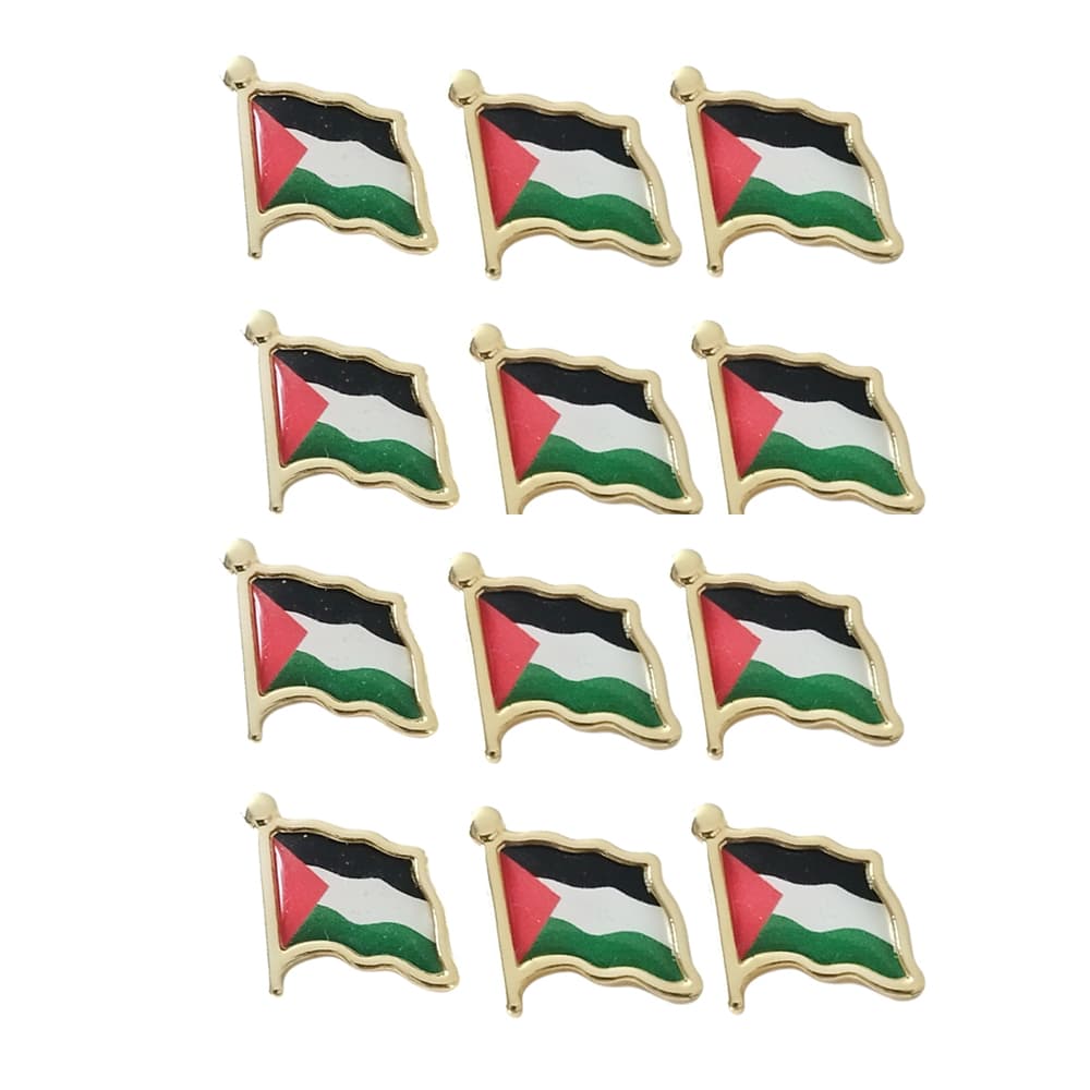 Damla Etiket Filistin Bayrak Görselli Gold Renk Metal Yaka Rozeti 1 Paket 12li Damla Etiket Filistin Bayrak Görselli Gold Renk Metal Yaka Rozeti 1 Paket 12li