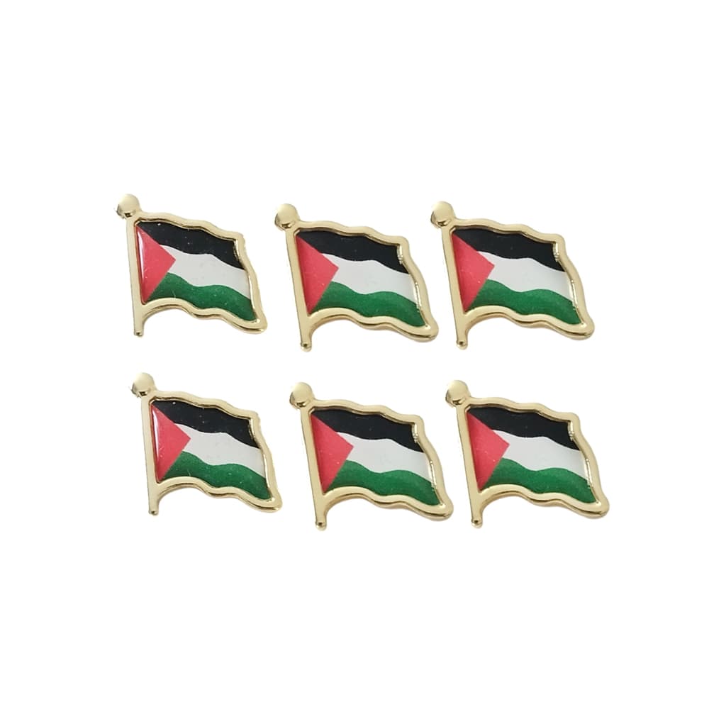 Damla Etiket Filistin Bayrak Görselli Gold Renk Metal Yaka Rozeti 1 Paket 6lı Damla Etiket Filistin Bayrak Görselli Gold Renk Metal Yaka Rozeti 1 Paket 6lı