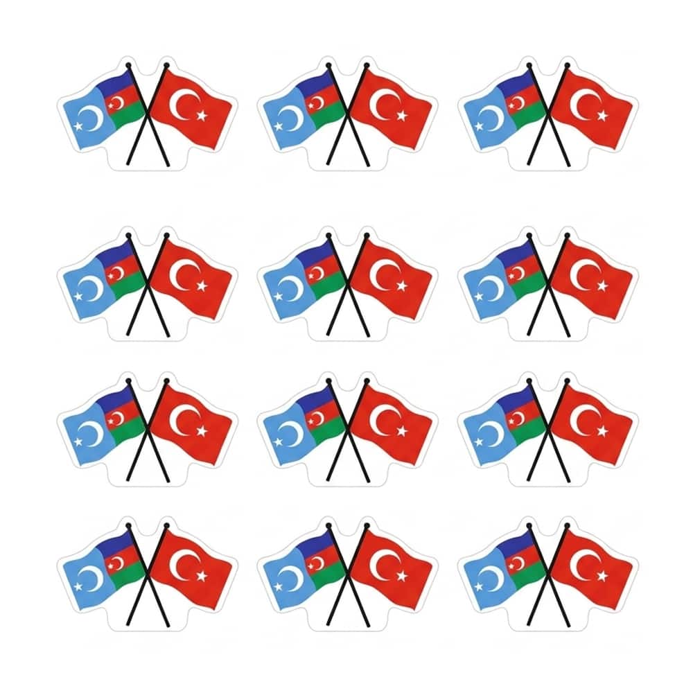 Doğu Türkistan Azerbaycan ve Türk Bayrak Flamalı Yaka Rozeti 1 Paket 12li Doğu Türkistan Azerbaycan ve Türk Bayrak Flamalı Yaka Rozeti 1 Paket 12li