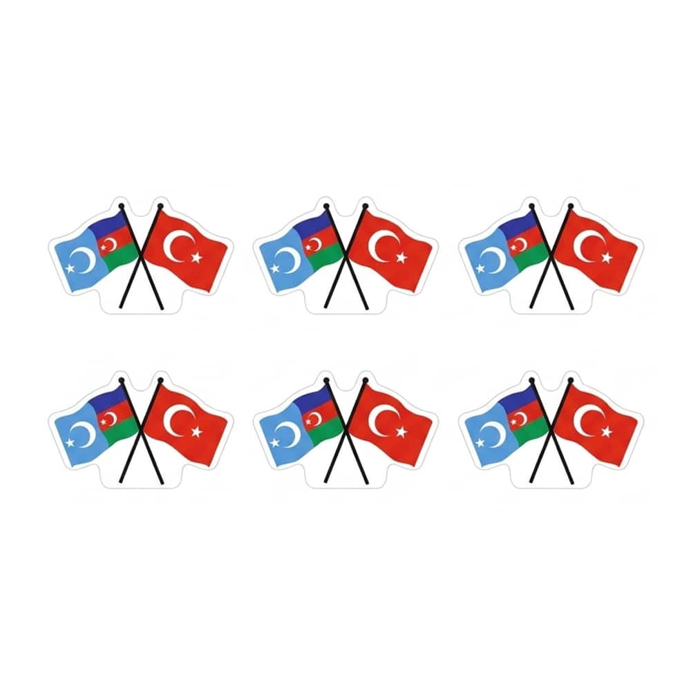 Doğu Türkistan Azerbaycan ve Türk Bayrak Flamalı Yaka Rozeti 1 Paket 6lı Doğu Türkistan Azerbaycan ve Türk Bayrak Flamalı Yaka Rozeti 1 Paket 6lı