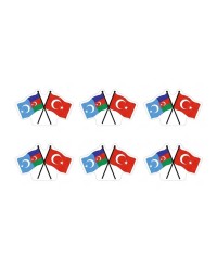 Doğu Türkistan Azerbaycan ve Türk Bayrak Flamalı Yaka Rozeti 1 Paket 6lı Doğu Türkistan Azerbaycan ve Türk Bayrak Flamalı Yaka Rozeti 1 Paket 6lı