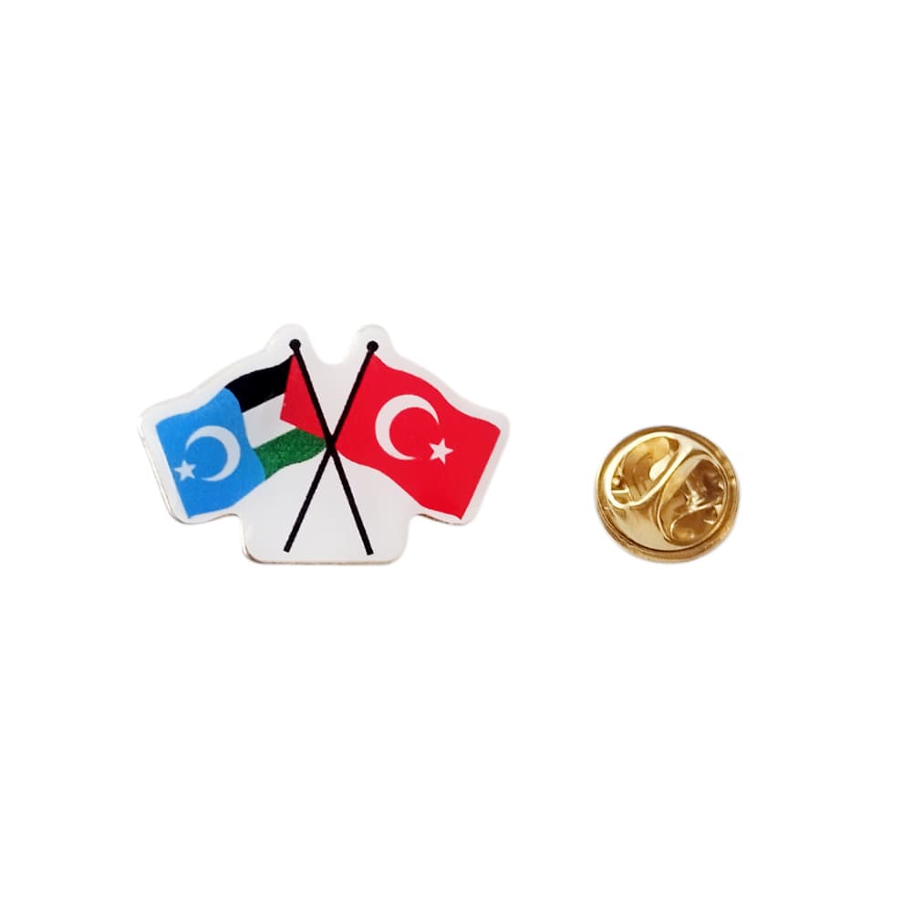 Doğu Türkistan Filistin ve Türk Bayrak Flamalı Yaka Rozeti 1 Adet Doğu Türkistan Filistin ve Türk Bayrak Flamalı Yaka Rozeti 1 Adet