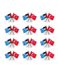 Doğu Türkistan Filistin ve Türk Bayrak Flamalı Yaka Rozeti 1 Paket 12li Doğu Türkistan Filistin ve Türk Bayrak Flamalı Yaka Rozeti 1 Paket 12li