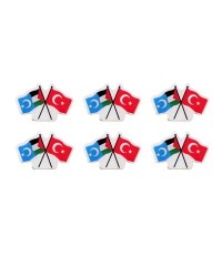 Doğu Türkistan Filistin ve Türk Bayrak Flamalı Yaka Rozeti 1 Paket 6lı Doğu Türkistan Filistin ve Türk Bayrak Flamalı Yaka Rozeti 1 Paket 6lı