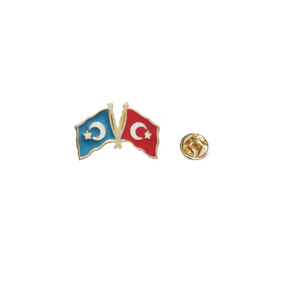 Doğu Türkistan Türkiye Flamalı Gold Renk Metal Yaka Rozeti 1 Adet Doğu Türkistan Türkiye Flamalı Gold Renk Metal Yaka Rozeti 1 Adet