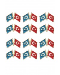 Doğu Türkistan Türkiye Flamalı Gold Renk Metal Yaka Rozeti 1 Paket 12li Doğu Türkistan Türkiye Flamalı Gold Renk Metal Yaka Rozeti 1 Paket 12li