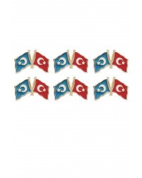Doğu Türkistan Türkiye Flamalı Gold Renk Metal Yaka Rozeti 1 Paket 6lı Doğu Türkistan Türkiye Flamalı Gold Renk Metal Yaka Rozeti 1 Paket 6lı